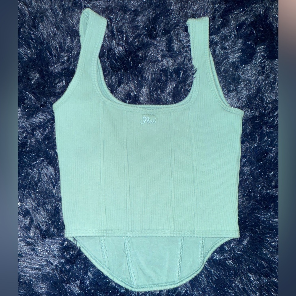 Green Ribbed Tank Top - Picture 4 of 6